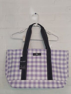 Scout Lavender Gingham Tote with Black Contrast Handles